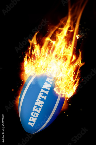 Argentina rugby ball against smoke