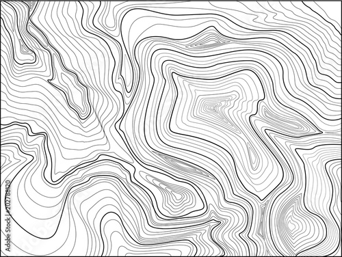 Topographic Map, Contour Background. Map Grid Abstract Vector Illustration. The Concept of a Conditional Geography Scheme and the Terrain Path. Topo Map With Elevation. Background Vector Illustration