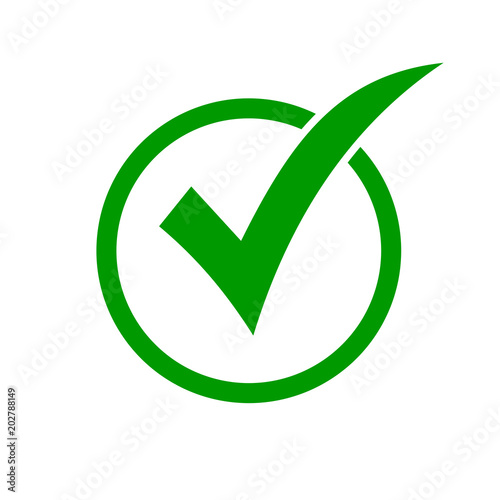 Slika na platnu Green check mark icon in a circle. Check list button icon