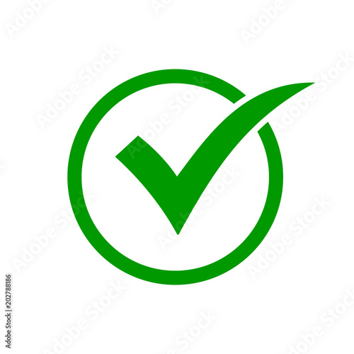 Fototapeta Green check mark icon in a circle. Check list button icon