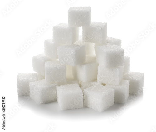 Slide of cubes of white sugar