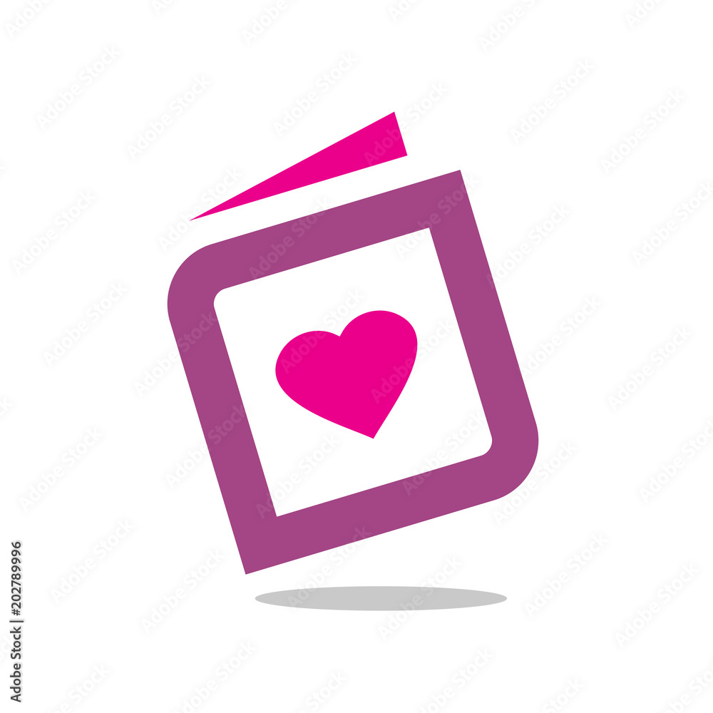 Heart With Book, Vector Icon or Logo Design