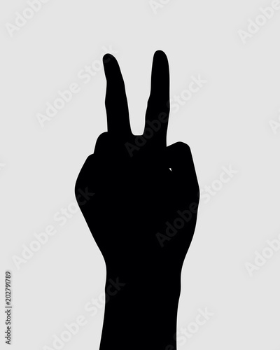 Black Number Two Hand Gesture Illustration, Vector Silhouette