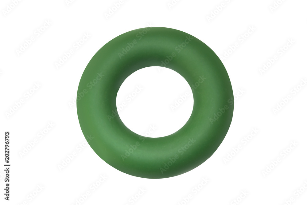 Green rubber hand expander isolated on white background Green rubber hand expander isolated on white background