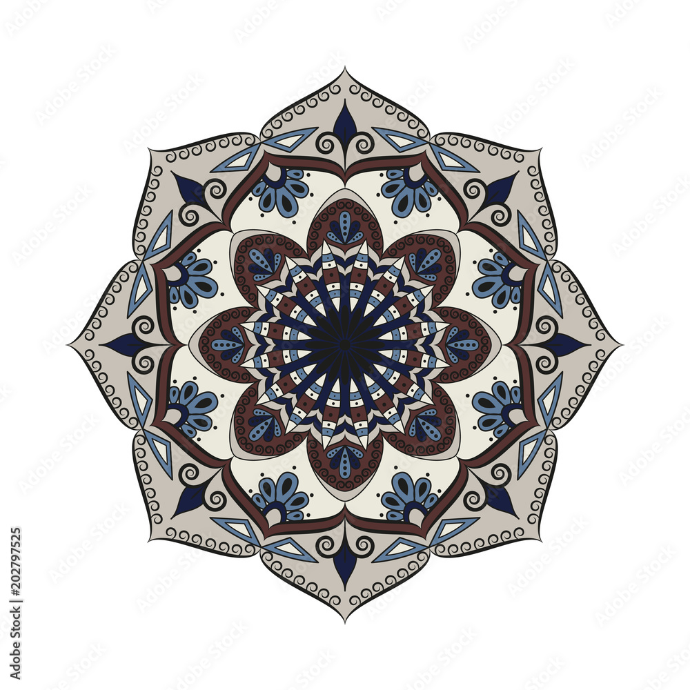 Flower Mandala. Oriental pattern, vector illustration. Islam, Arabic, Indian, moroccan,spain, turkish, pakistan, chinese, mystic, ottoman motifs.