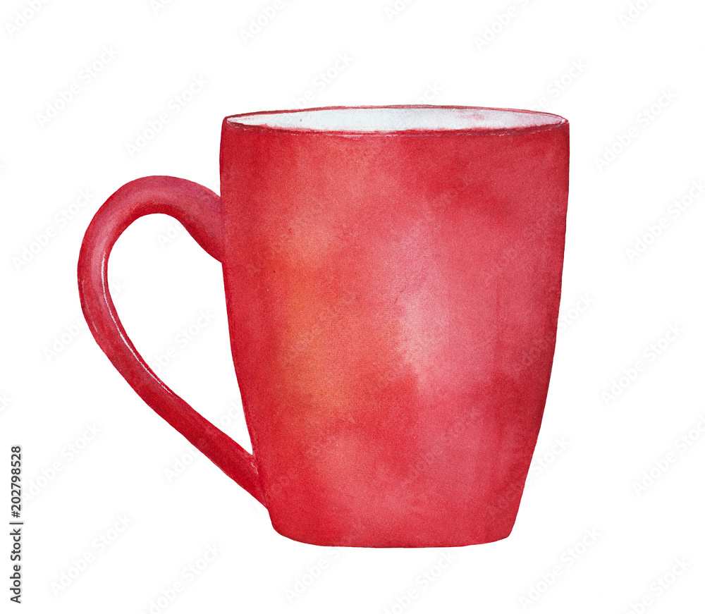 Red watercolor mug. Can be used as background for your message or