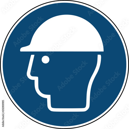 Helm, Kopfschutz, Baustelle Schild - Gebotsschild 