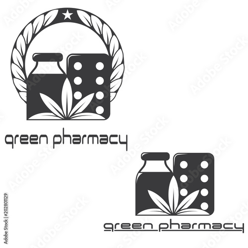 
an illustration consisting of two different images of herbal medicines in the form of a symbol or logo