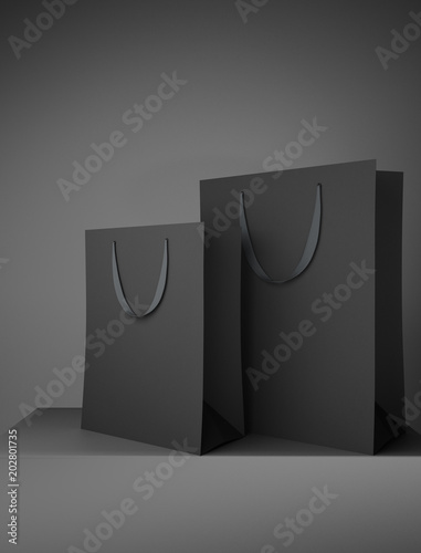 Blank black shopping bags