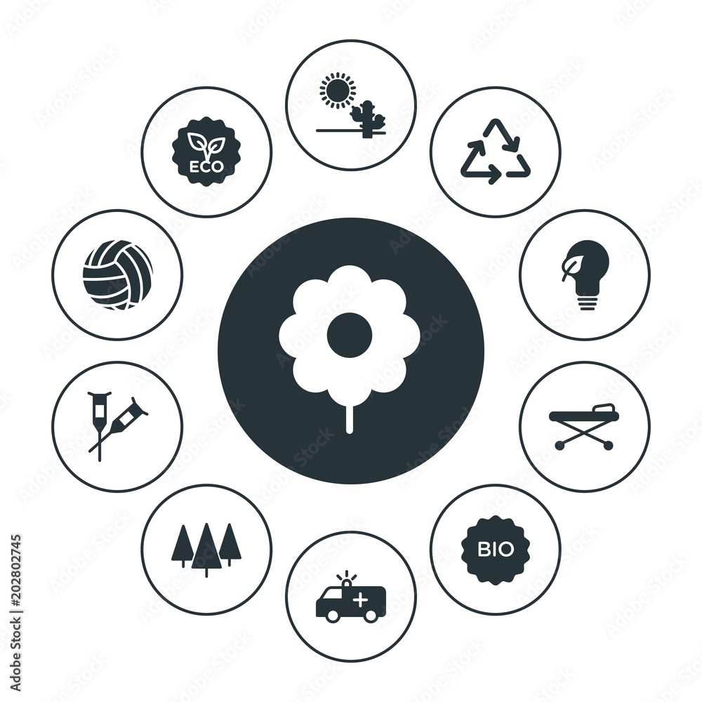 Φωτογραφία health, sports, nature Infographic Circle fill Icons Set