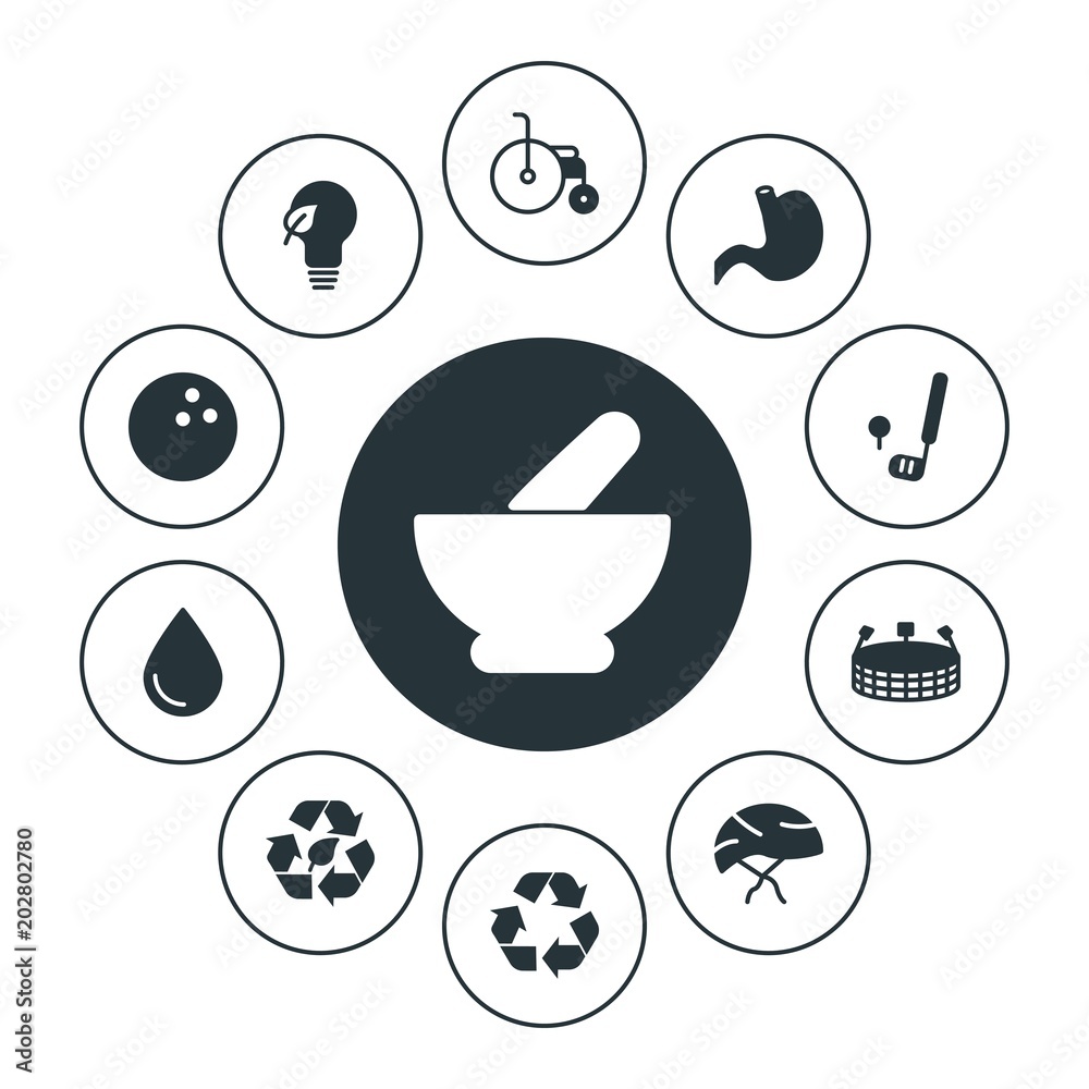 Φωτογραφία health, sports, nature Infographic Circle fill Icons Set