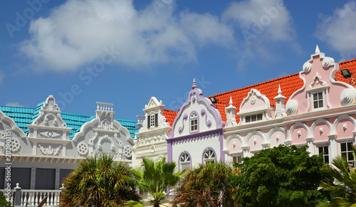 Colorful Building Facades of Oranjestad Aruba photo