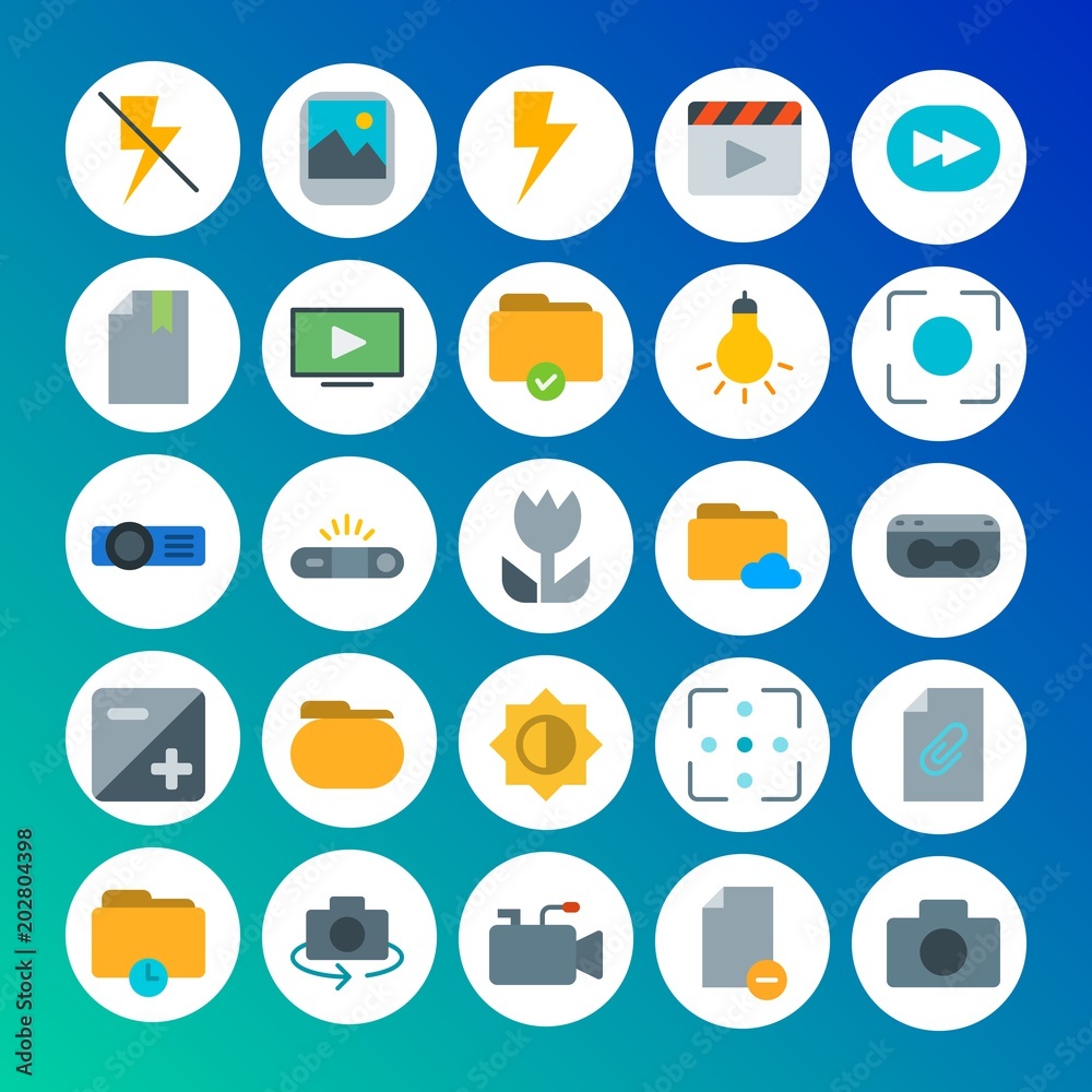 Modern Simple Set of folder, video, photos, files Vector flat Icons. Contains such Icons as lens, cinema, movie, clip, file, rewind and more on gradient background. Fully Editable. Pixel Perfect Modern Simple Set of folder, video, photos, files Vector flat Icons. Contains such Icons as lens, cinema, movie, clip, file, rewind and more on gradient background. Fully Editable. Pixel Perfect