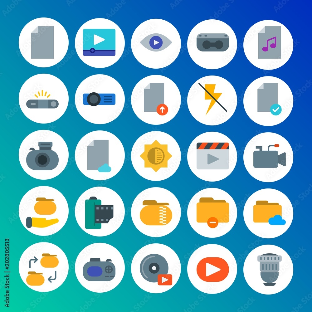Modern Simple Set of folder, video, photos, files Vector flat Icons. Contains such Icons as video, movie, equipment, data, technology and more on gradient background. Fully Editable. Pixel Perfect Modern Simple Set of folder, video, photos, files Vector flat Icons. Contains such Icons as video, movie, equipment, data, technology and more on gradient background. Fully Editable. Pixel Perfect