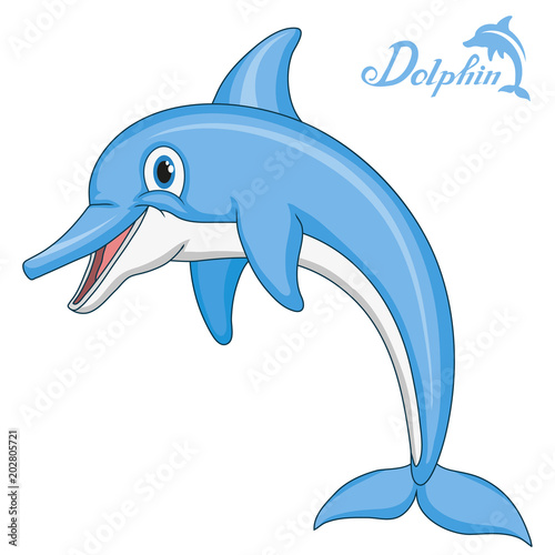 Dolphin. Cartoon dolphin. Sea animal. Vector graphics to design.