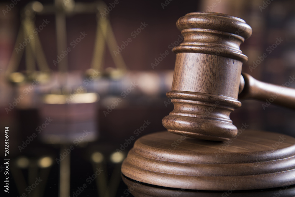 Wooden gavel barrister, justice concept Wooden gavel barrister, justice concept