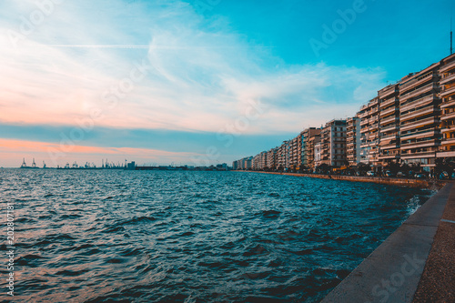 promenade of thessaloniki in summer