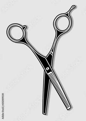 Barber scissors isolated on white background. Vector illustration.