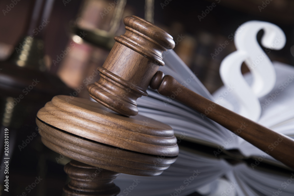 Judges wooden gavel and paragraph Judges wooden gavel and paragraph