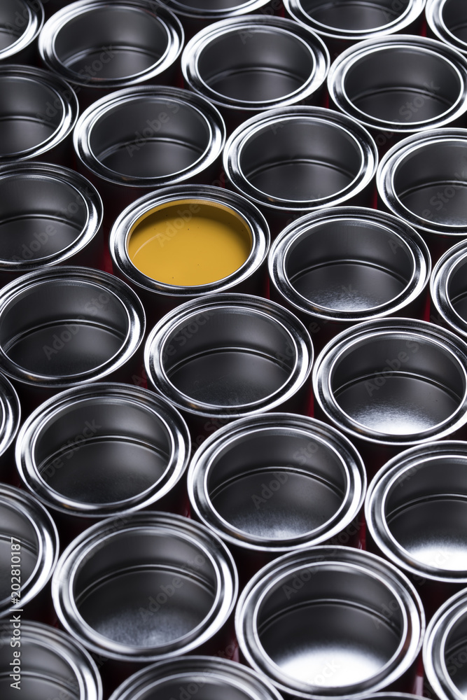 Tin metal cans, Painting background Tin metal cans, Painting background