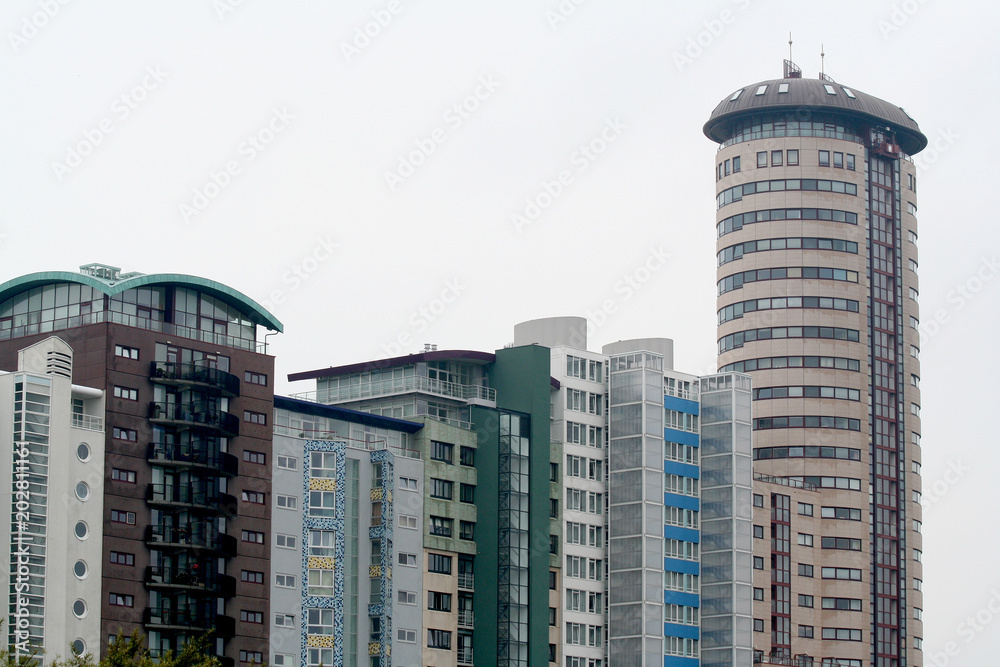 Naklejka premium apartment building along the beach