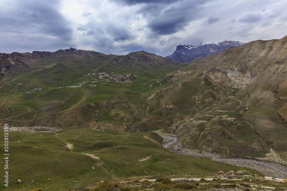 Jek Village in the mountains in spring