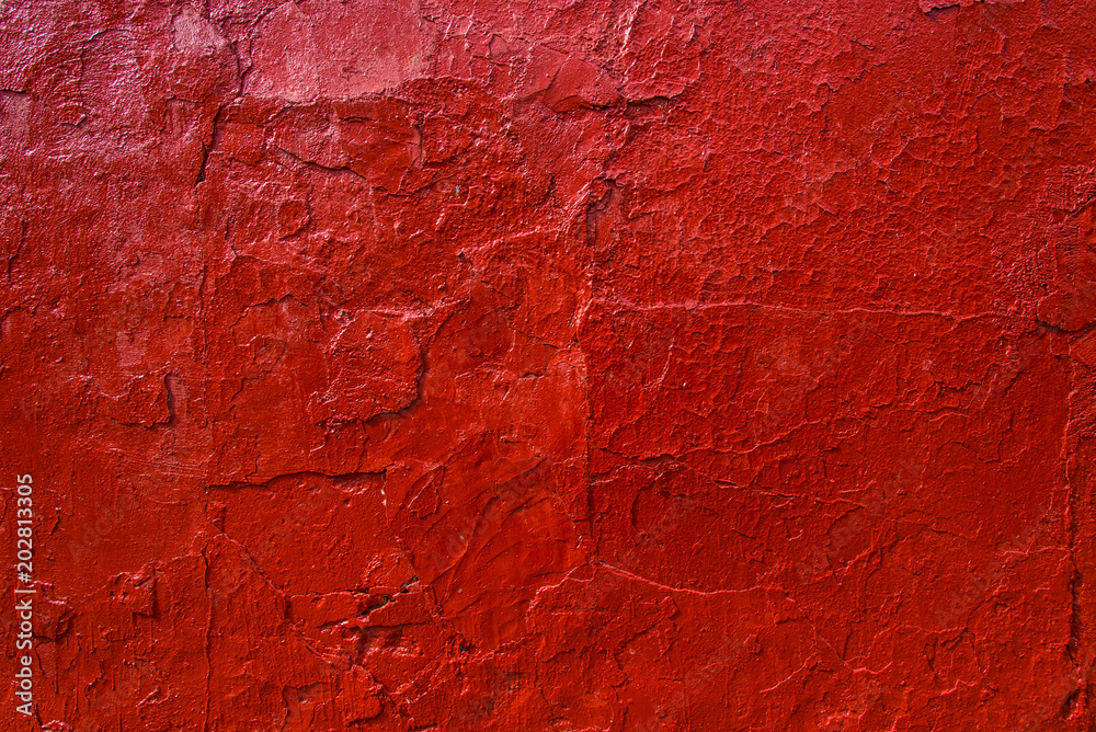 Obraz premium Old wall painted in bright red paint