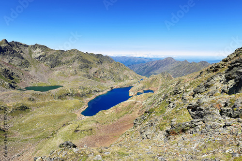 Tristaina high mountain lakes in Pyrenees. Andorra.