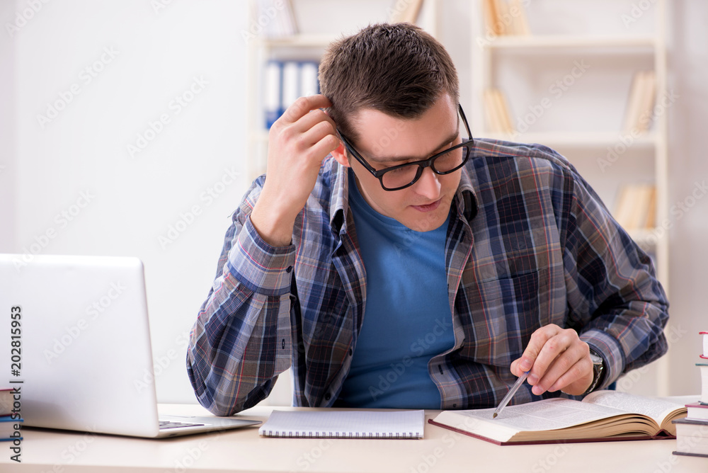 Young student studying over internet in telelearning concept Young student studying over internet in telelearning concept