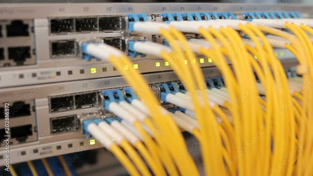 Optical fiber box with yellow wires