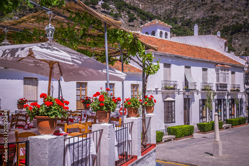 Picturesque street of Mijas. Charming white village in Andalusia, Costa del Sol. Southern Spain