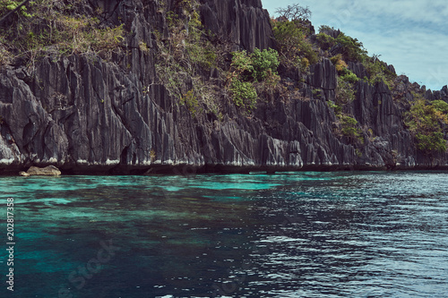 Beautiful landscape of a rocky bay of Philippine Islands.