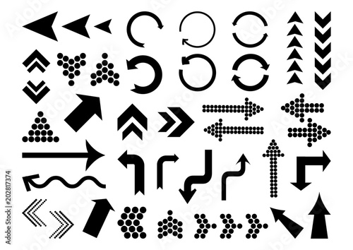 Set of different black arrows, vector illustration photo