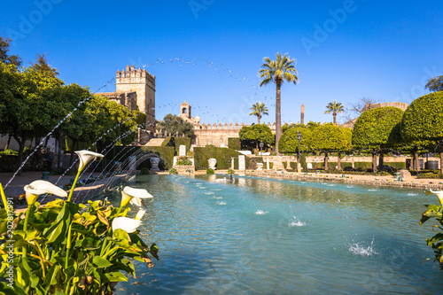 The famous Alcazar with beautiful garden in Cordoba, Spain
