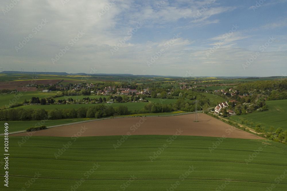 The village Hesserode in the Südharz region from above / Thuringia, Germany The village Hesserode in the Südharz region from above / Thuringia, Germany