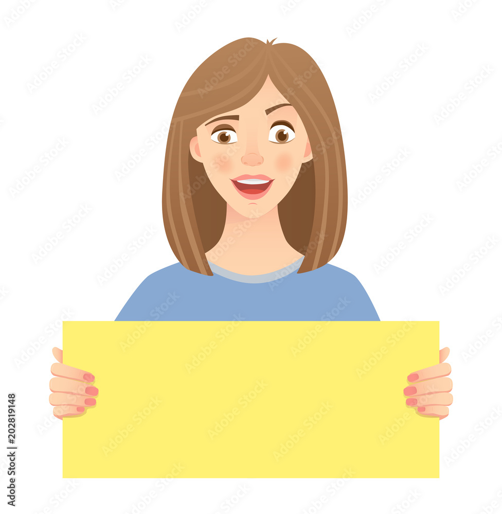 Woman Holding Sign Stock Illustration Adobe Stock