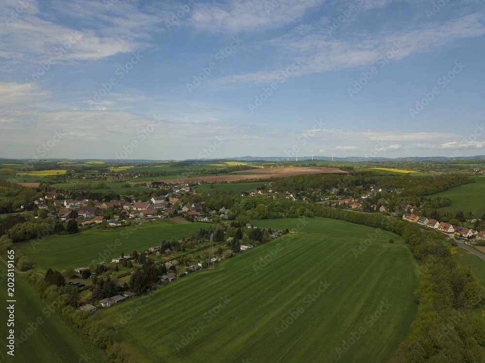 The village Hesserode in the Südharz region from above / Thuringia, Germany
