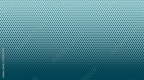 Halftone gradient dots background vector illustration. Blue dark dotted, blue light halftone texture. Pop Art blue halftone, comics pattern. Background of Art. AI10