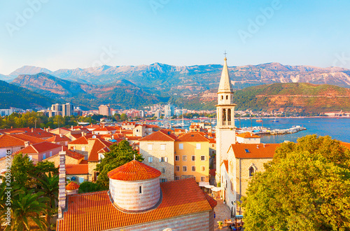 Top view of the old town of Budva, Montenegro photo