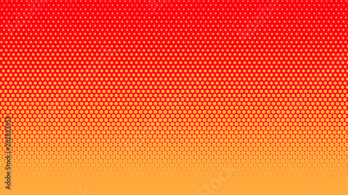 Halftone gradient pattern vertical vector illustration. Red yellow dots halftone texture. Pop Art orange red halftone Background. Background of Art. AI10 photo