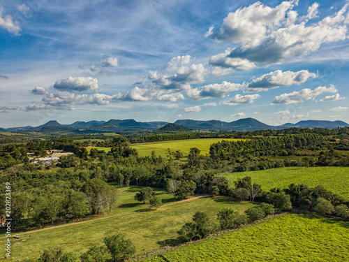 Aerial view in Paraguay overlooking the Ybytyruzu Mountains. photo