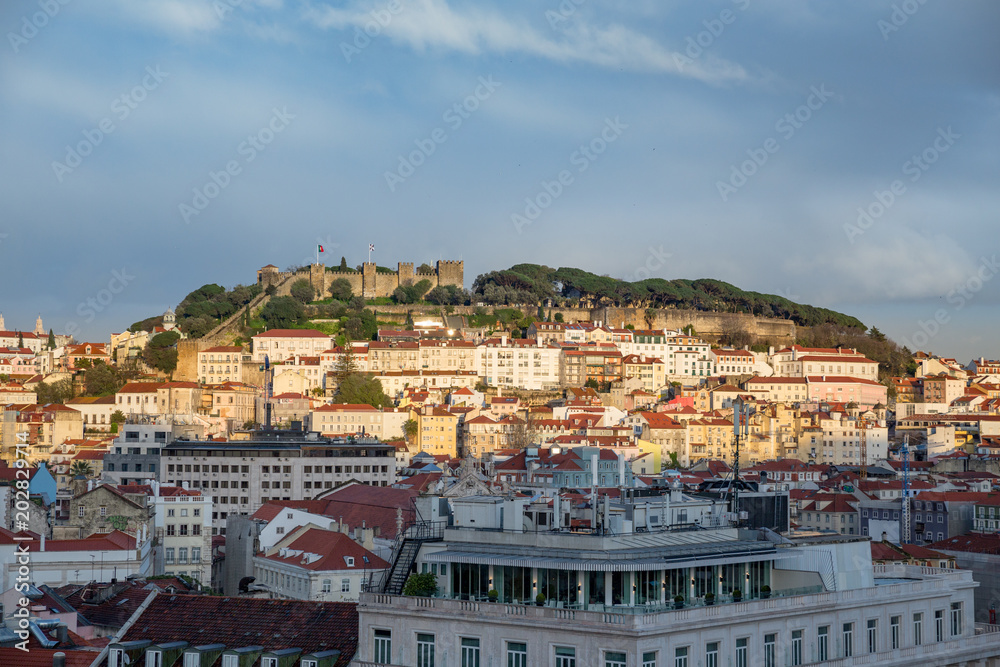 lisbon panorama with castle