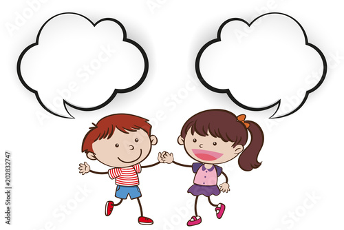 Two Kids with Speech Bubble