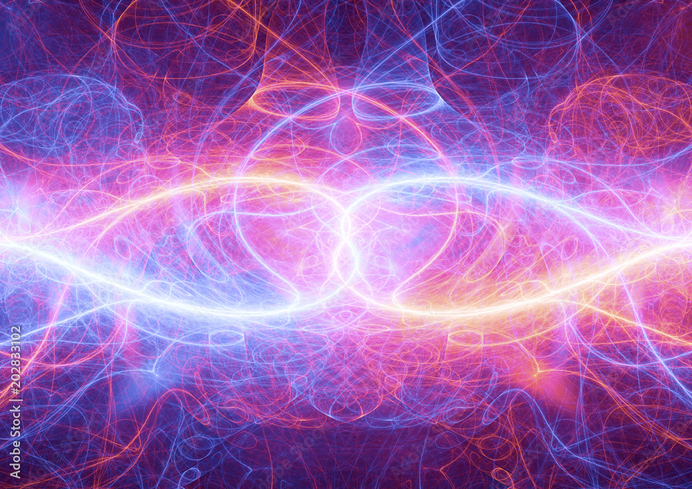Fototapeta premium Fire and ice plasma lighrning, abstract electrical power
