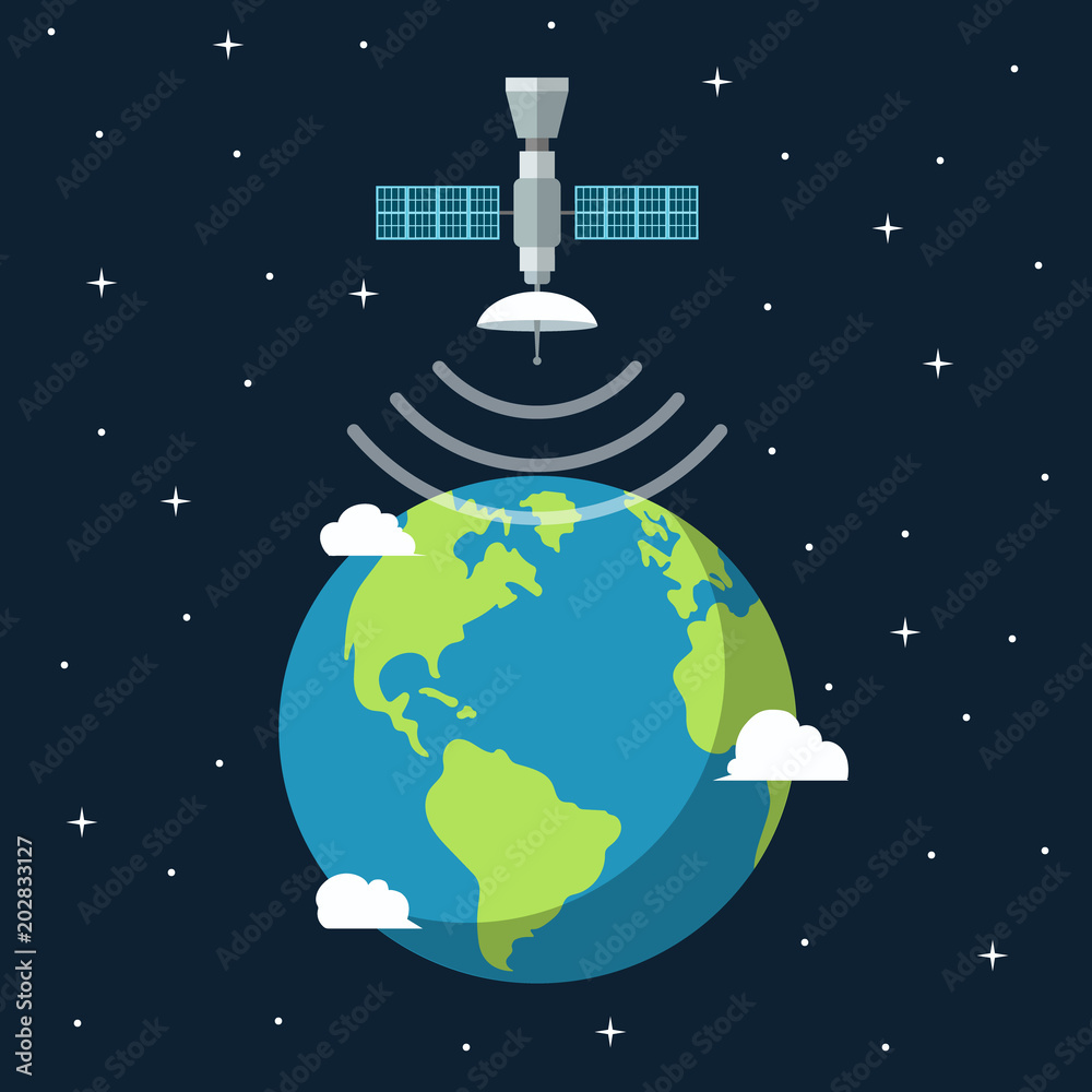 Satellite. Vector. Flat. Satellite. Vector. Flat.