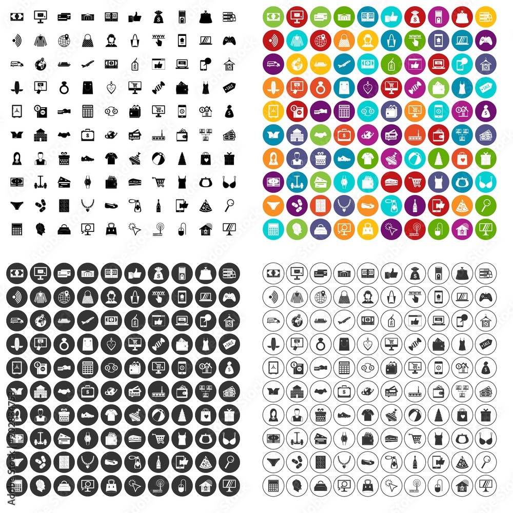 100 online shopping icons set vector in 4 variant for any web design isolated on white 100 online shopping icons set vector in 4 variant for any web design isolated on white