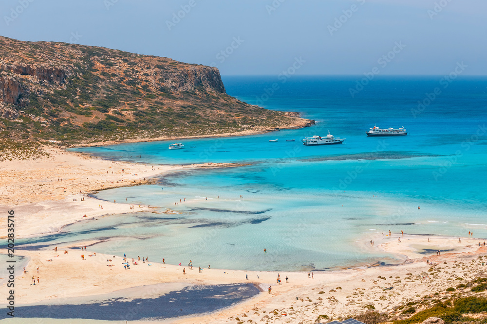 Fantastic view of Balos Lagoon and Gramvousa island on Crete, Greece.