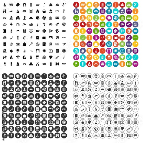 100 adult games icons set vector in 4 variant for any web design isolated on white