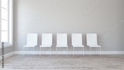 Row of chairs in Empty Room