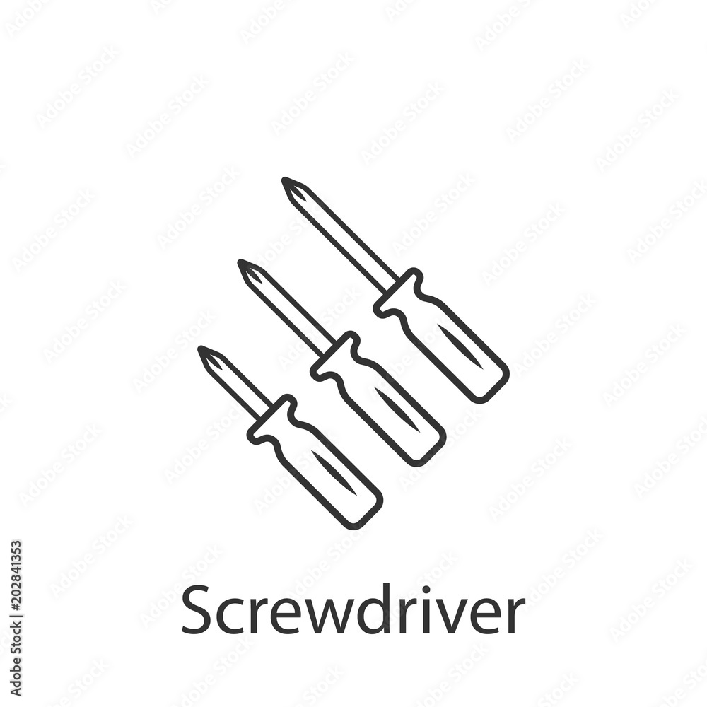 Screwdriver vector icon. Simple element illustration. Screwdriver vector symbol design from Construction collection set. Can be used in web and mobile